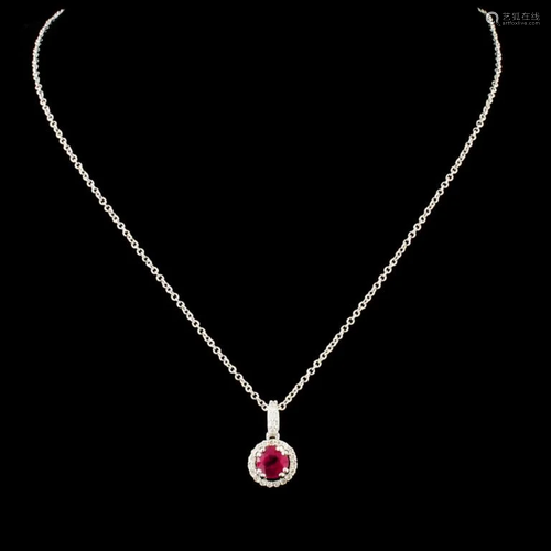 14K Gold 0.51ct Ruby & 0.18ctw Diamond Pendant