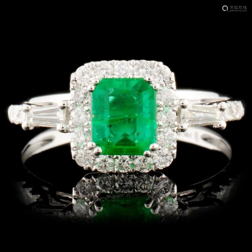 14K Gold 0.68ct Emerald & 0.40ctw Diamond Ring