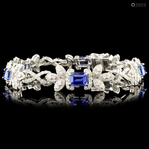 14K Gold 6.28ct Tanzanite & 3.69ctw Diamond Bracel