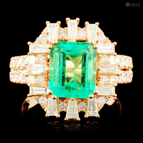 18K Gold 2.26ct Emerald & 1.11ctw Diamond Ring