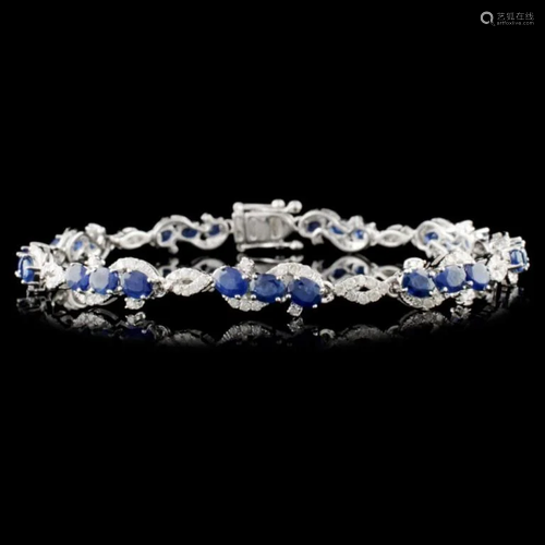 14K Gold 6.37ctw Sapphire & 1.21ctw Diamond Bracel