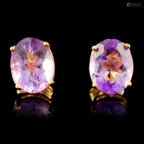 14K Gold 3.40ctw Amethyst Earrings