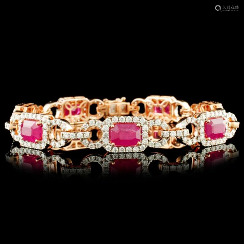 14K Gold 8.95ct Ruby & 2.71ctw Diamond Bracelet