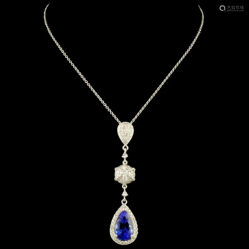 18K Gold 2.96ct Tanzanite & 0.59ctw Diamond Pendan