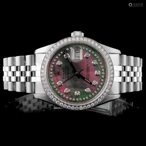 Rolex SS DateJust 36MM Diamond Wristwatch