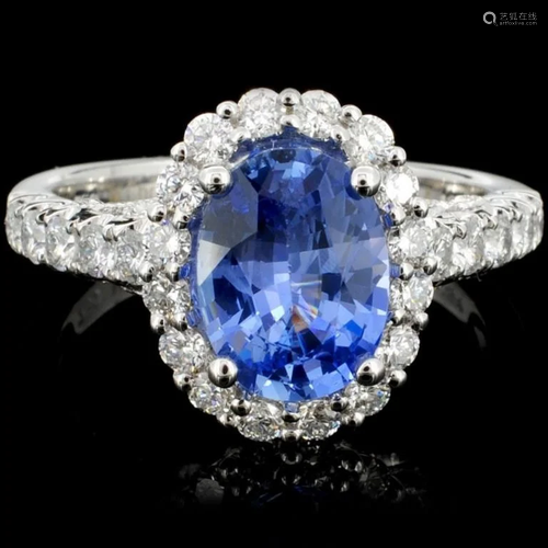 18K Gold 2.14ct Sapphire & 0.68ct Diamond Ring