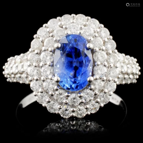 18K White Gold 1.90ct Sapphire & 1.33ct Diamond Ri