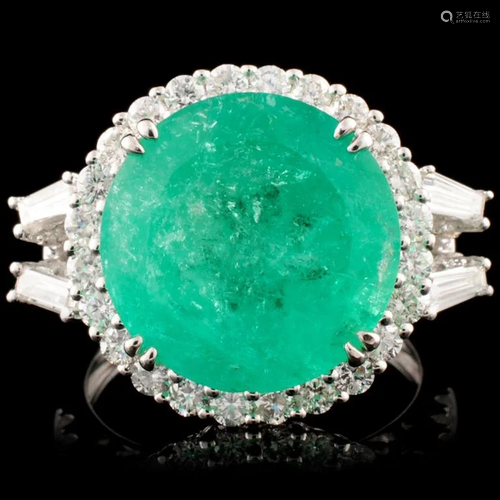 18K Gold 8.14ct Emerald & 1.40ctw Diamond Ring