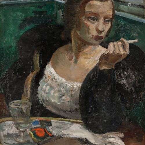 André PLANSON (1898-1981)Femme au café, 1933Huile sur toile....