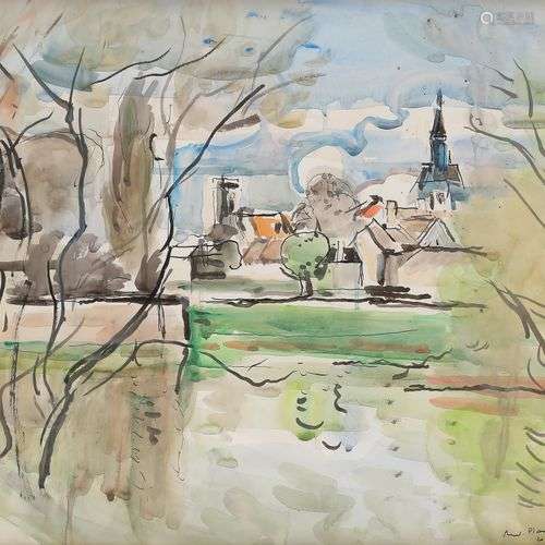 André PLANSON (1898-1981)La FertéEncre et aquarelle.Signée e...