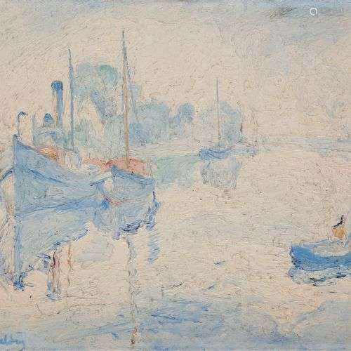 Charles Albert GUELDRY (1884-1973)Bateaux sur le fleuveHuile...