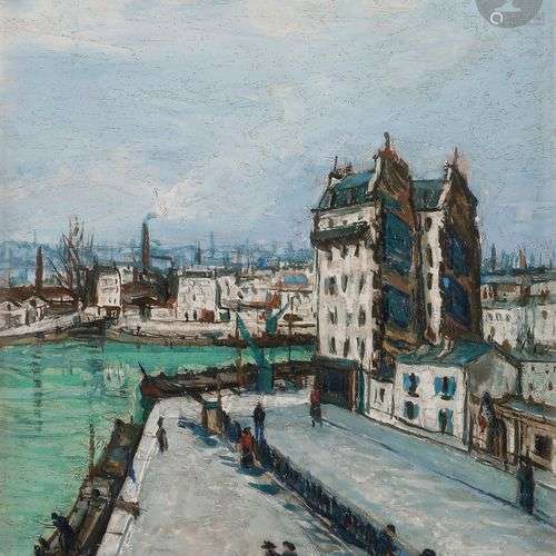 Alphonse-Léon QUIZET (1885-1955)Maison blanche au Canal de l...