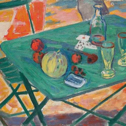 Roger Marcel LIMOUSE (1894-1990)Nature morte à la table vert...