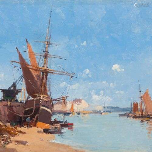 Eugène GALIANY dit GALIEN-LALOUE (1854-1941)Bateaux au portH...