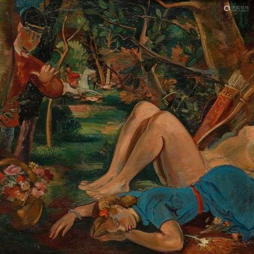 André PLANSON (1898-1981)Le Sommeil de Diane, 1944Huile sur ...