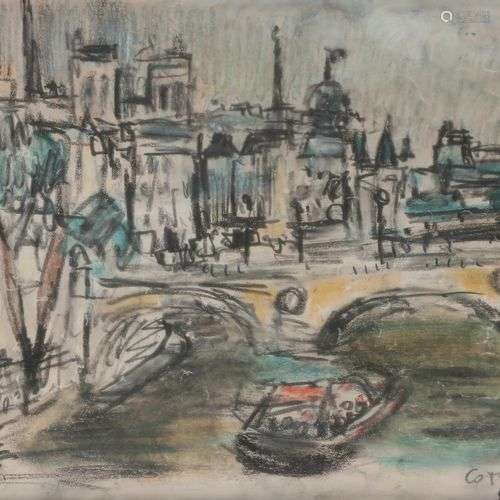 André COTTAVOZ (1922-2012)Paris, le Pont-Marie, 1984Mine de ...