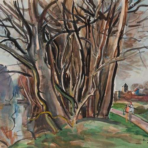 André PLANSON (1898-1981)Arbres et rivière à Méry-sur-MarneE...