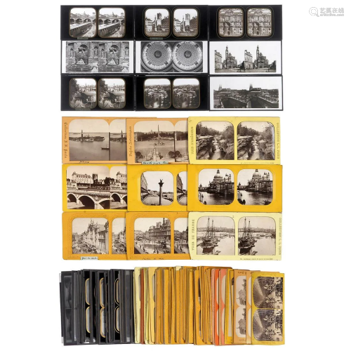 Approx. 100 Stereo Pictures of 9 x 18 cm, c. 1860