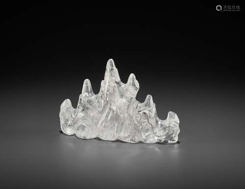 A ROCK CRYSTAL 'MOUNTAIN' BRUSH REST, QING