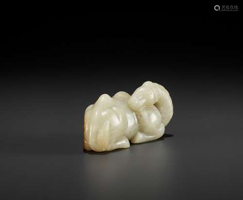 A PALE YELLOW JADE FIGURE OF A CAMEL, MING