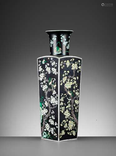 A 'BIRDS AND PRUNUS' BALUSTER VASE, QING DYNASTY