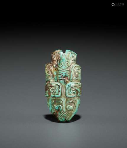 A TURQUOISE CICADA BEAD, SHANG TO WESTERN ZHOU