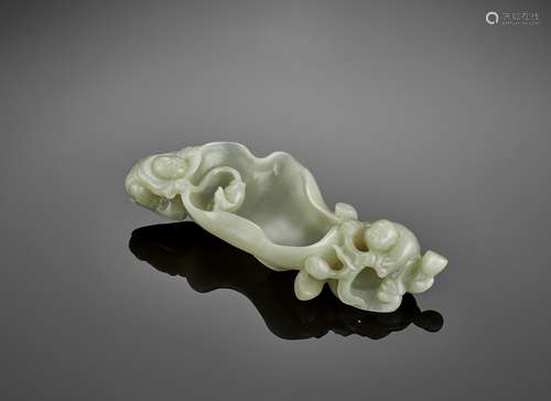 A CELADON JADE 'BOYS' WASHER, QING DYNASTY