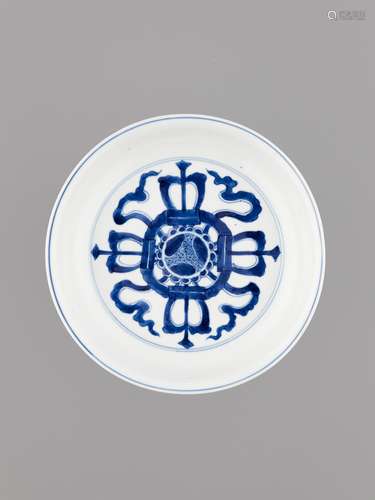 A KANGXI MARK AND PERIOD 'DOUBLE VAJRA' DISH