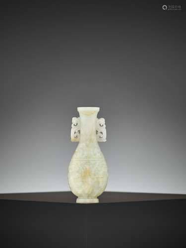 A CELADON AND RUSSET JADE HU, QIANLONG PERIOD