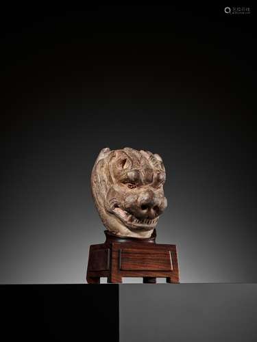 A POTTERY HEAD OF A LION, TANG DYNASTY