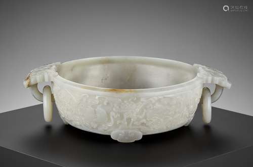 A RARE 'BAJIXIANG' JADE MARRIAGE BOWL, MID-QING