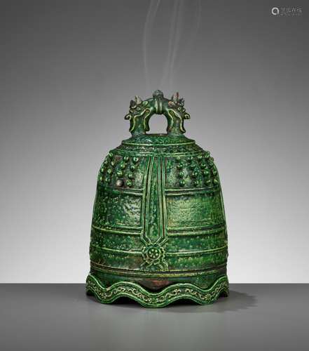 A CERAMIC 'BUDDHIST TEMPLE BELL' CENSER, MING