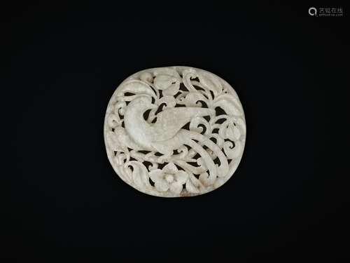 A CELADON JADE 'PHEASANT' PLAQUE, MING DYNASTY