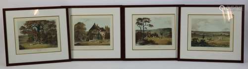 Lot van 4 gravures: de jacht