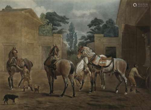 Kleurengravure paarden