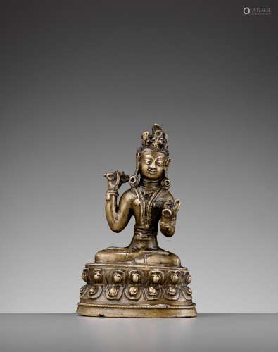 AN EARLY BRONZE FIGURE OF VAJRAPANI, 14TH-15TH C.