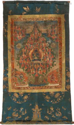 A RARE THANGKA OF VAJRADHARA AND CONSORT, 18TH …