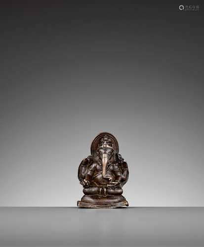 AN EARLY BRONZE FIGURE OF GANESHA, 10TH CENTURY