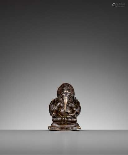 AN EARLY BRONZE FIGURE OF GANESHA, 10TH CENTURY