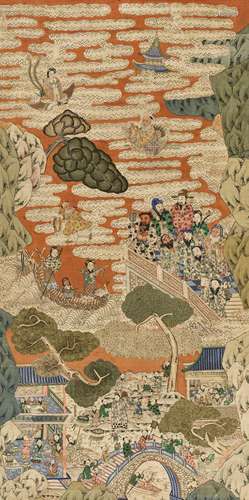 A LARGE KESI 'PEACH FESTIVAL' PANEL, QING DYNASTY