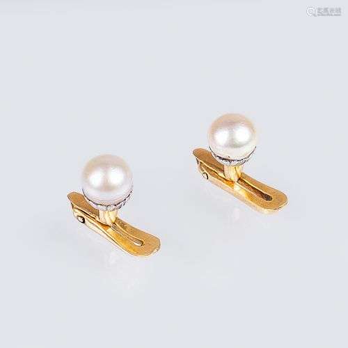 A Pair of Art Nouveau Cufflinks with Natural Pearls.