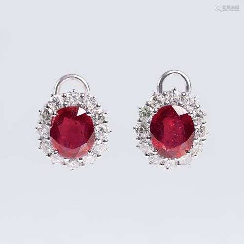 A Pair of Ruby Diamond Earrings.