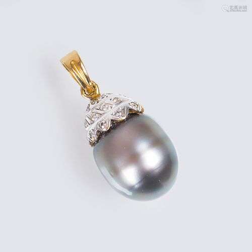 A Tahiti Pearl Pendant with Diamonds.