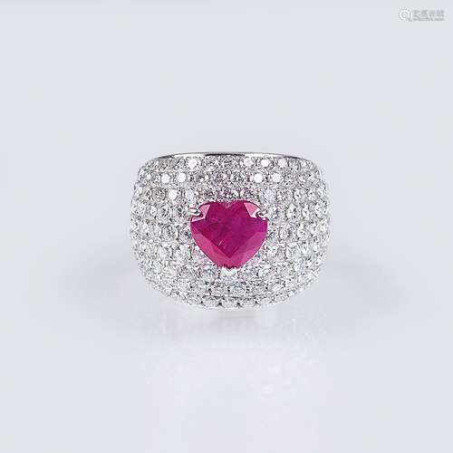 A Diamond Ruby Ring 'Heart'.