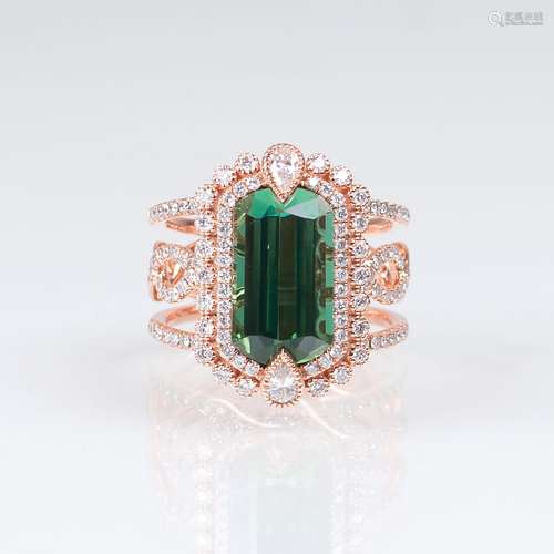 A Tourmaline Diamond Ring.