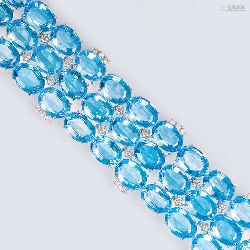 A splendid colour-intensive Topaz Diamond Bracelet.