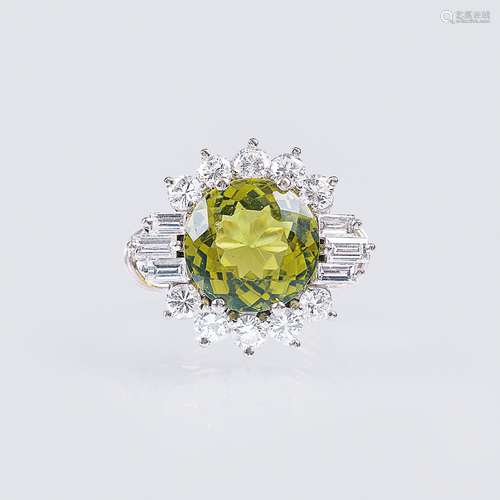 A Colourful Tourmaline Diamond Ring.