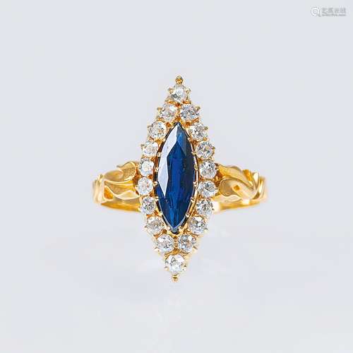 An Antique Russian Diamond Sapphire Ring.