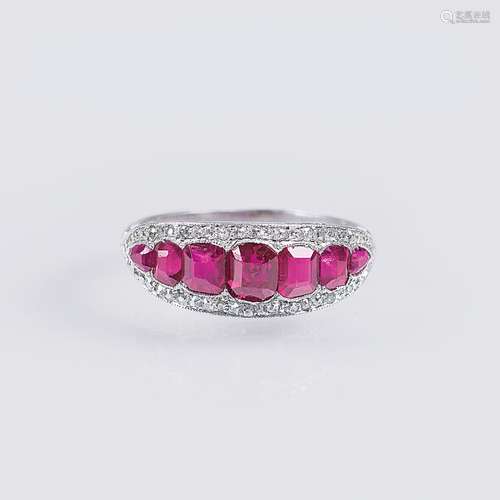 An Art Nouveau Ruby Diamond Ring.