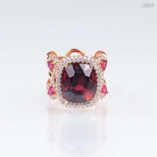 A Tourmaline Diamond Ring with Pink Sapphires.